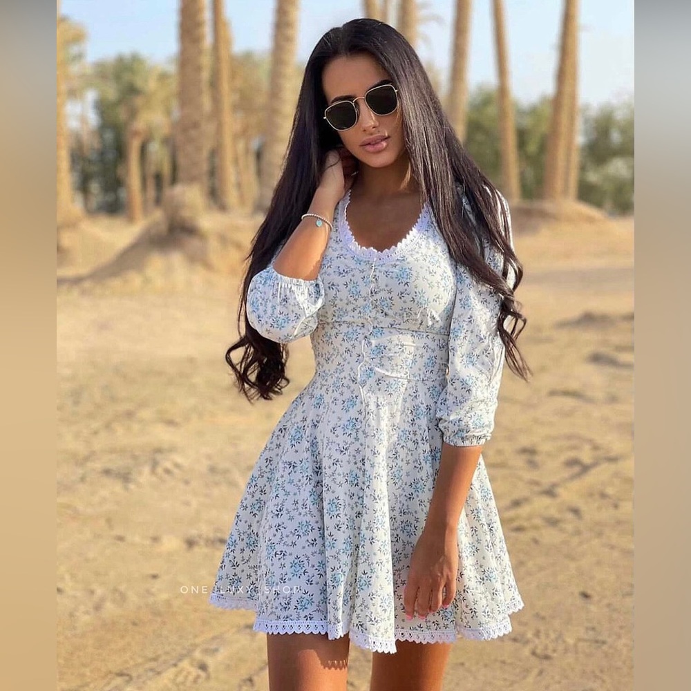 Floral Lace Trim Dress